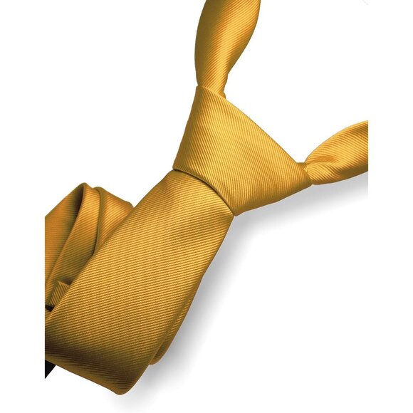 ⚡Men Gold Imported Silk Blend Solid Color Formal Stylish Affordable Neck Tie - Picture 2 of 5